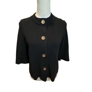 J. McLaughlin Women's Black PRIMA 3/4 Sleeve Link Stitch Cardigan, Women's XS